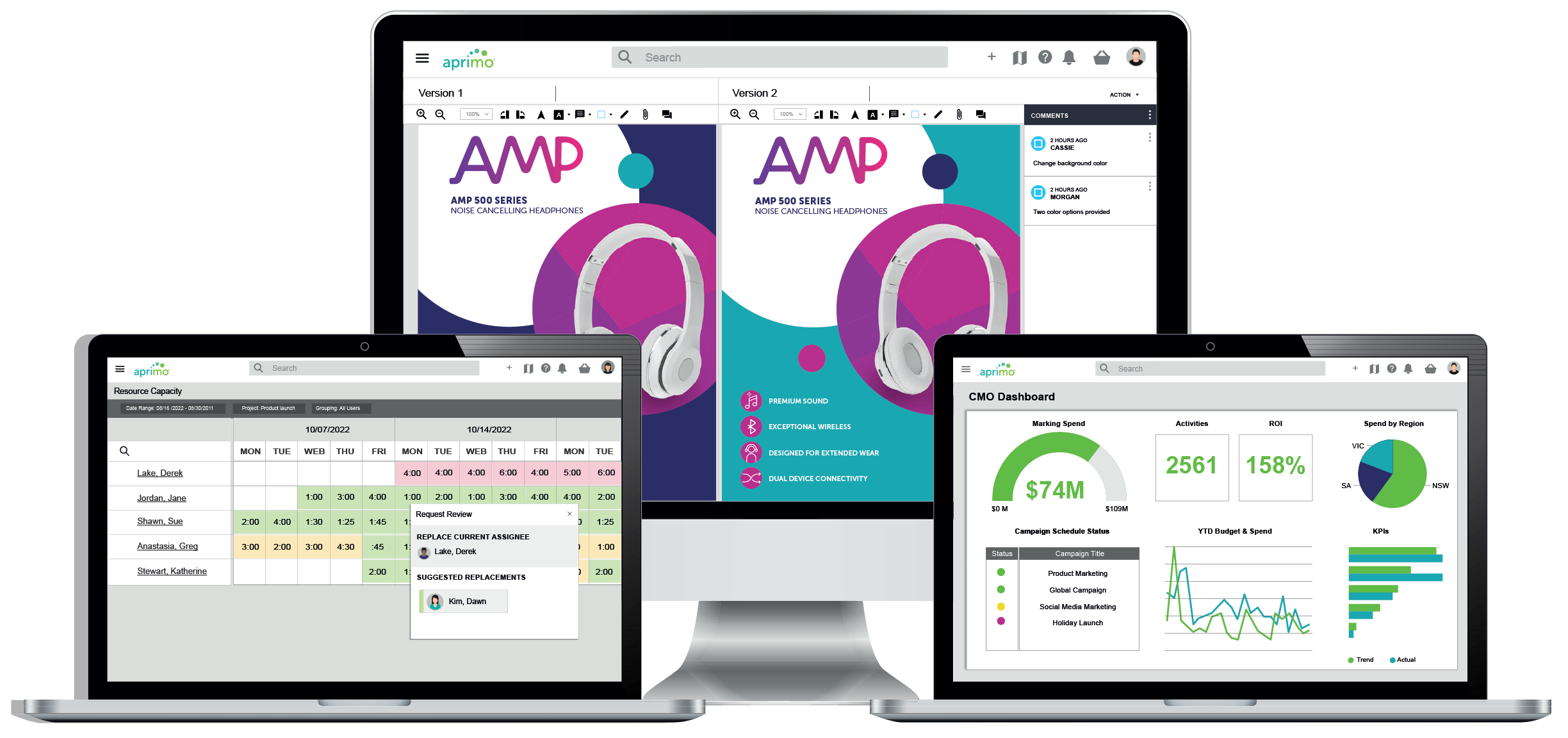 Aprimo Productivity Management Product Screens