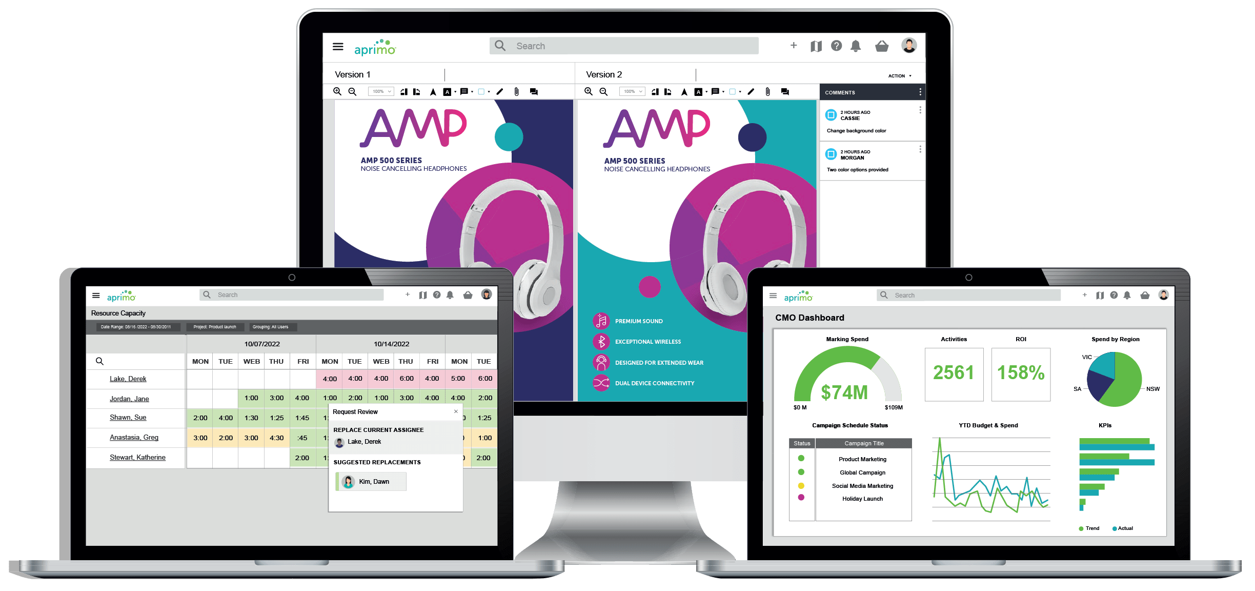 Aprimo Productivity Management Product Screens