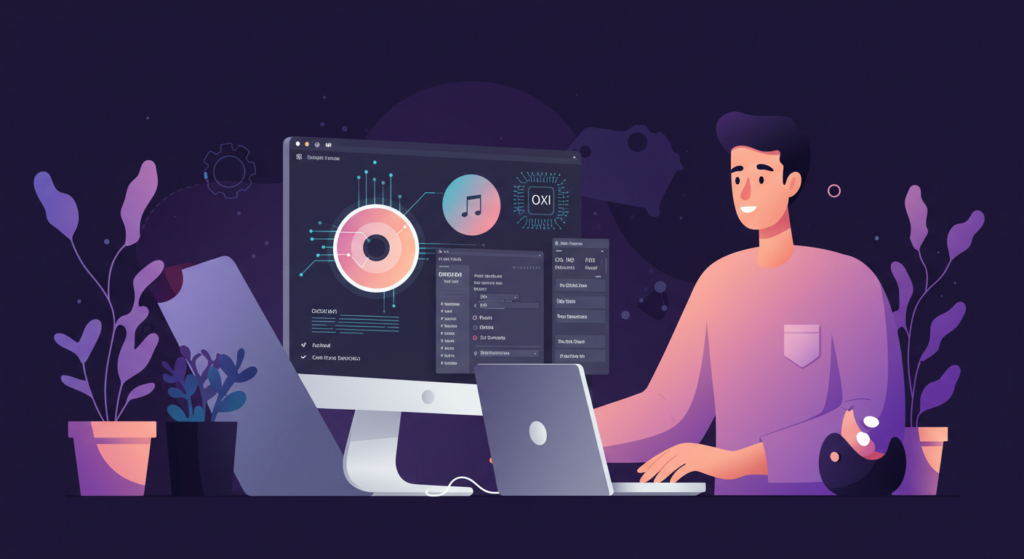 A creative professional using digital asset management tools to easily find and create assets with AI assistance.