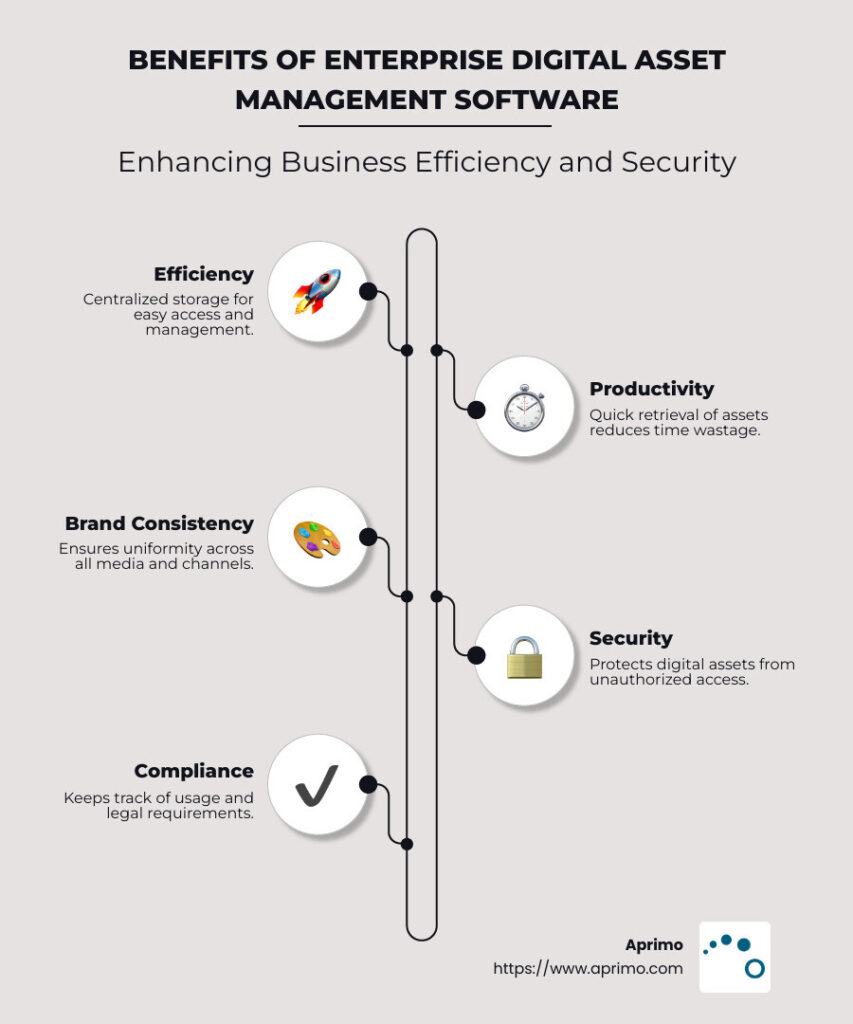 Benefits of Enterprise Digital Asset Management Software Infographic - enterprise digital asset management software infographic