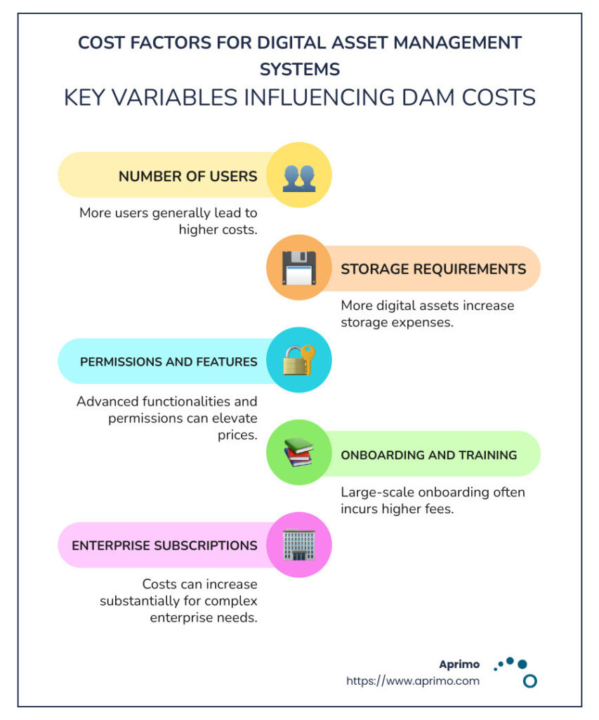 Cost of Digital Asset Management Systems - how much does a digital asset management system cost infographic