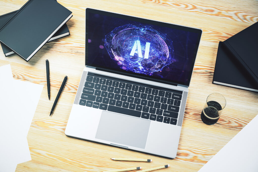 Computer showing artificial intelligence icon 