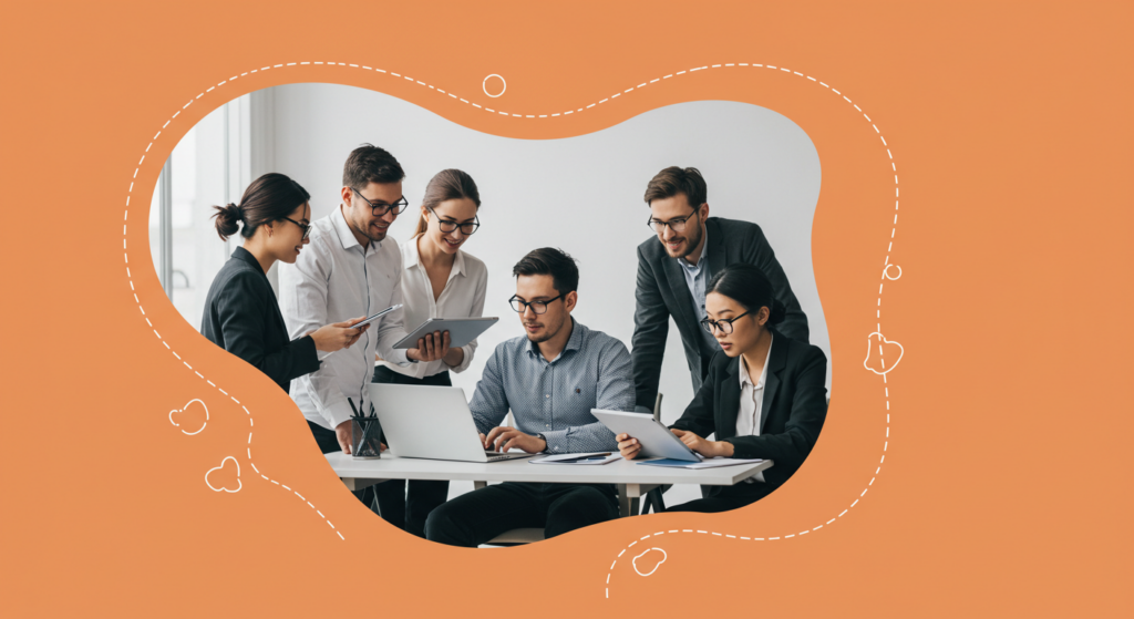 Streamlined Content Operations Team Collaboration with DAM Enterprise marketing team collaborating on digital asset management workflows.