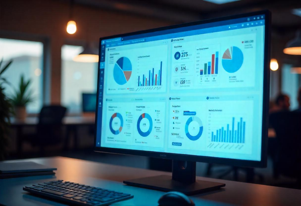 A dashboard view of a digital asset management system displaying organized brand assets, approval workflows, and access controls for different teams, representing how brand governance tools safeguard assets.