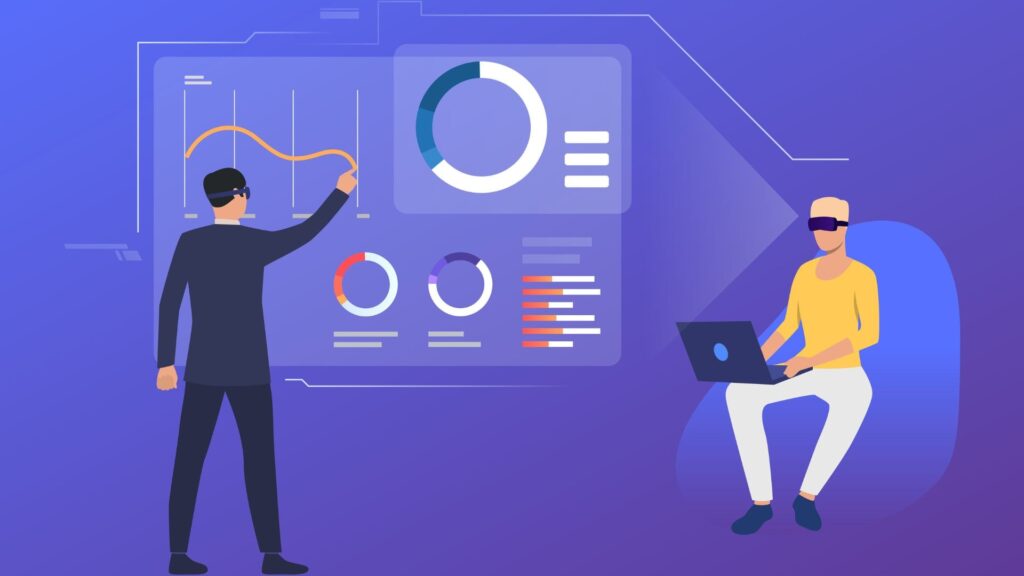 Online Behavioral Insights in Content Personalization A marketing professional analyzes customer data from the brand's website, illustrating dynamic content personalization in action.