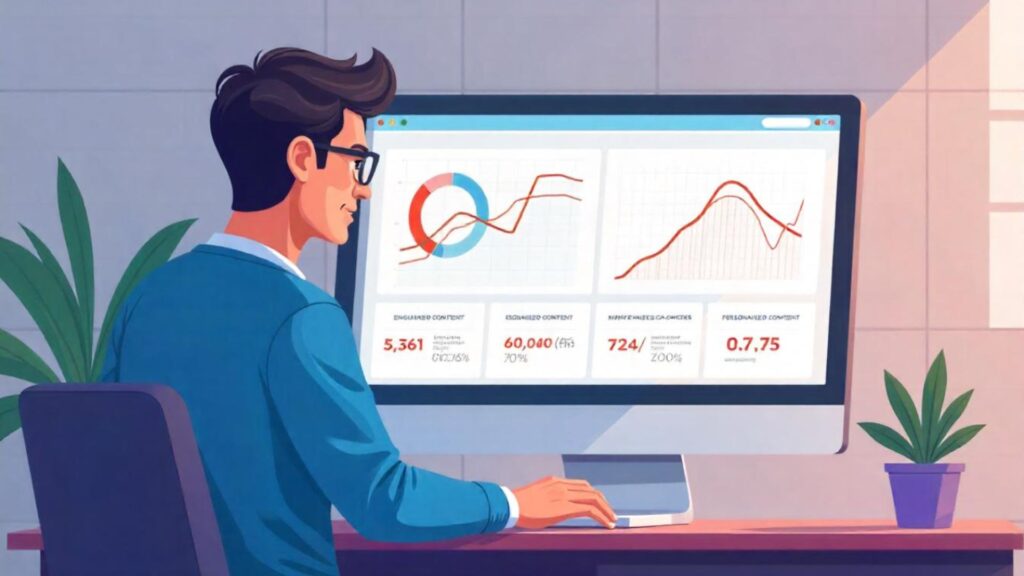 A/B Testing for Optimized Personalized Content A marketer analyzing A/B test results to refine a personalized content marketing strategy for better engagement.