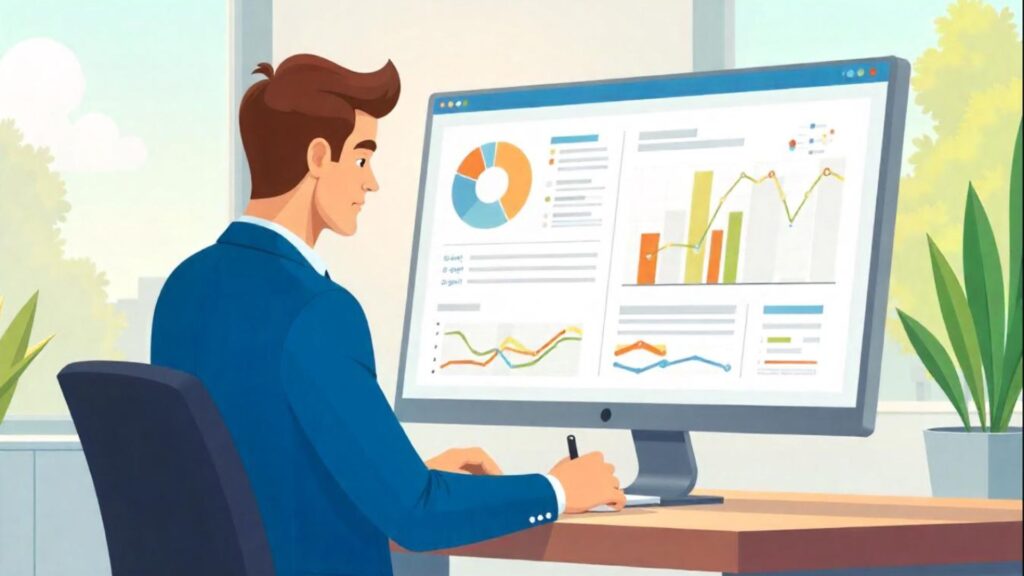 Tracking Personalization Performance A marketing professional analyzes customer data from the brand's website, illustrating dynamic content personalization in action.