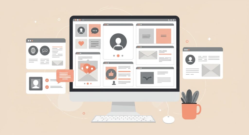 Maintaining Brand Consistency with Asset Management A computer screen showing brand templates and assets managed through a marketing asset management platform for brand consistency