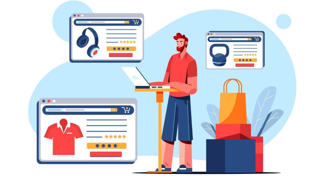 Personalized Shopping Experience A customers views a personalized eCommerce interface with AI-driven product recommendations and user-specific content.
