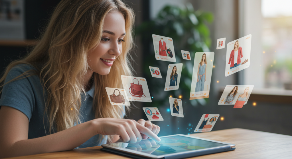 Shopper browsing a personalized eCommerce experience, representing modern consumer expectations in digital marketing.