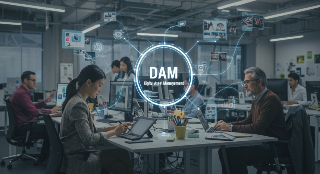 Connecting Systems with DAM Marketing and creative teams working cohesively from one centralized AI-powered DAM.