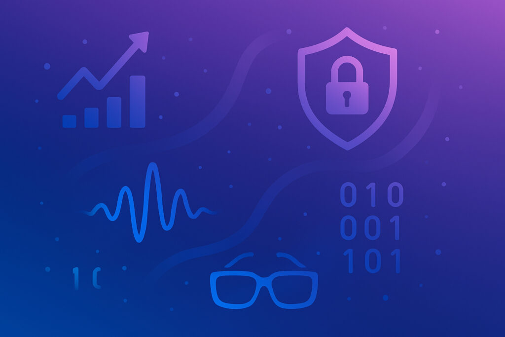 The Future of Website Personalization Visual representation of emerging trends in website personalization including predictive analytics, voice search, privacy frameworks, augmented reality and zero-party data