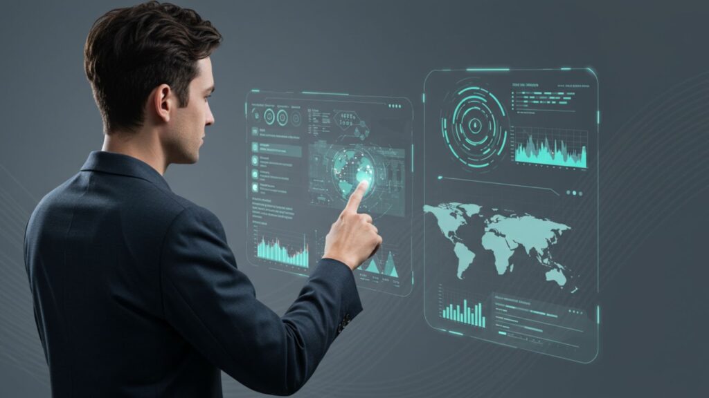 Enterprise digital asset management system showing AI-powered features, global asset distribution, and real-time analytics.