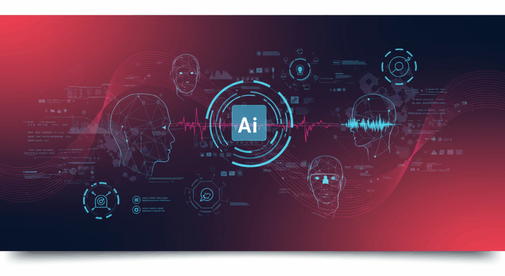 Future Trends in AI Agents for Digital Marketing Futuristic visualization of coordinated AI agent teams with voice capabilities and industry specialization.