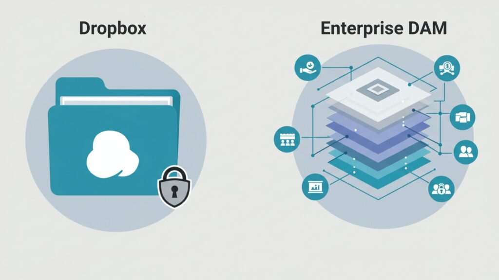 Dropbox vs Enterprise DAM Governance Digital Asset Management vs Dropbox
