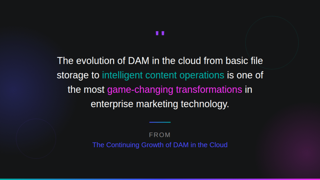 DAM Evolution as Game-Changing Transformation the continuing growth of DAM in the cloud