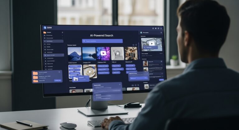 Marketer using DAM software