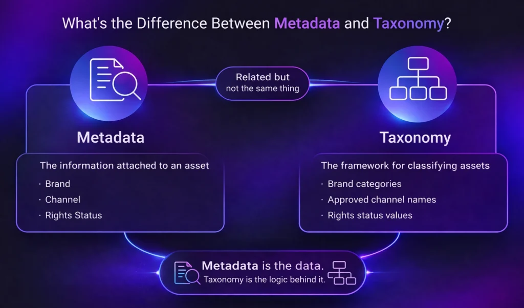 difference between metadata and taxonomy