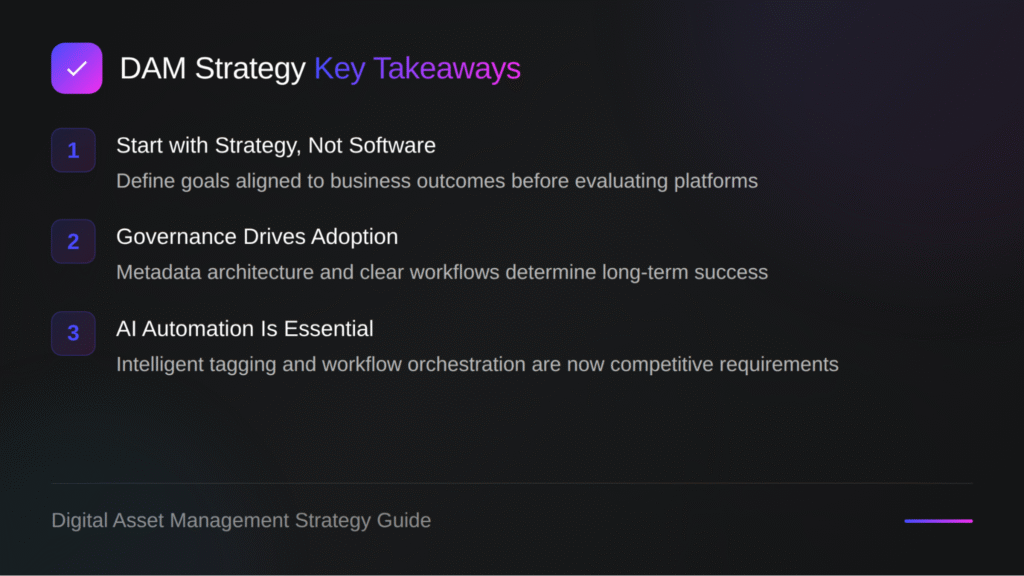 DAM strategy Key takeaways 