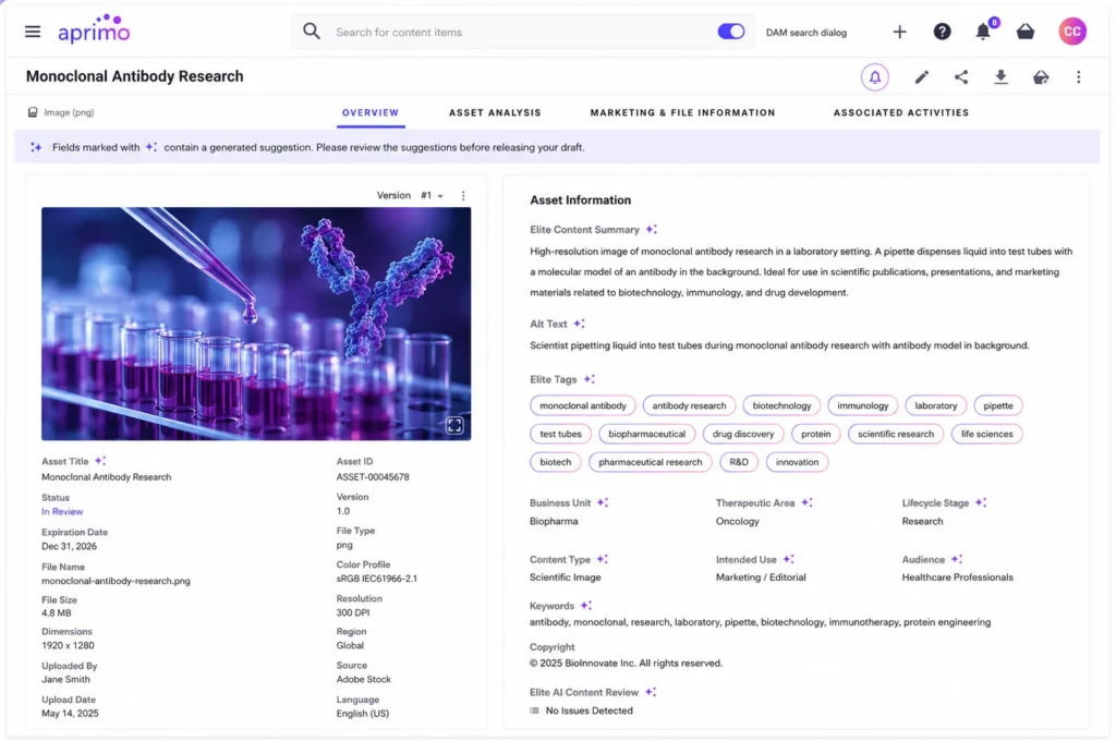 Life Sciences Predictive Metadata Aprimo DAM